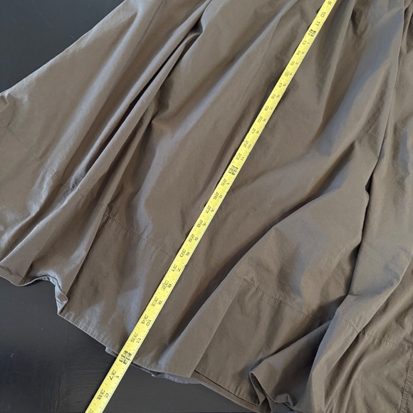 Zara Womens XL Olive Green Elastic Waist Cotton Blend Midi Skirt with Pockets - Picture 2 of 6